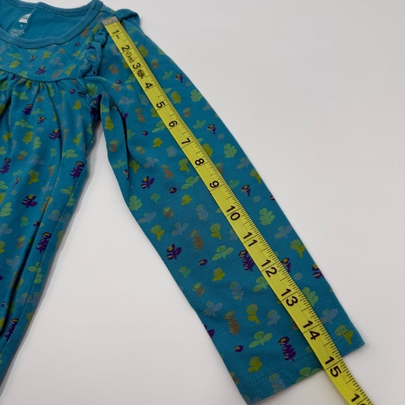 Tea Collection Girls Long Sleeve Mighty Mini Dress 5 Teal Long Sleeve Cotton EUC - Picture 10 of 10